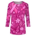 thumbnail image 5 of NAMTYQX Blouses for Women Crewneck 3/4 Sleeve Floral Boxy Fit Trendy Stretch Purple Size S, 5 of 5