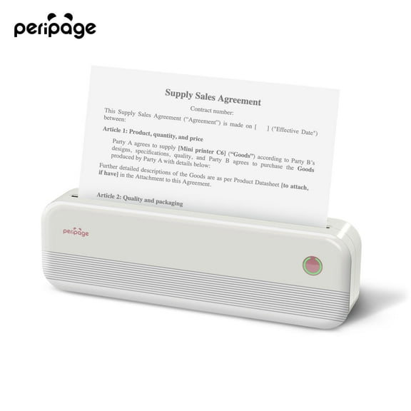 PeriPage P40, Portable Mini Thermal Printer, No Ink Required, Wireless Bluetooth Connection, Compatible with Android and iOS Systems, Supports Printing 8.26-inch x 11.69-inch Letterhead