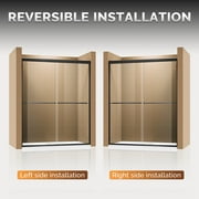 Sunny Shower 60 in.W x 72 in.H Double Sliding Shower Door Dumb Black Finish Framed with 1/4 inch Clear Tempered Glass