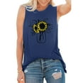 thumbnail image 4 of USSUMA Plus Womens Tops Dressy Casual Sleeveless Crewneck Women's Shirts and Blouses Loose Graphic Tank Tops T-Shirts for Women Trendy Sunflower Vase Print Tunic Top Summer Beach, 4 of 5