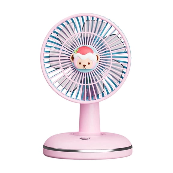 Partheme Cartoon Desktop Fan, a USB Rechargeable Desk Breeze and 3 Speed Personal Air Circulator. A Mother’s Day Home Office Cooling Gift and a 4th of July Bedroom Heat Relief Companion, Pink
