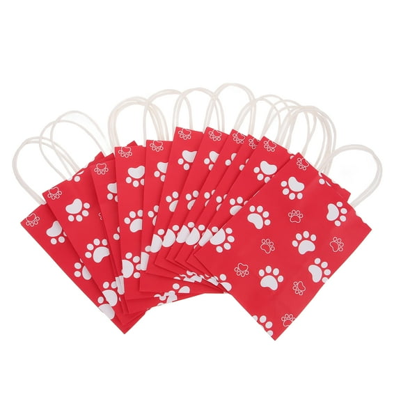 unbranded 12 Pcs Dog Paw Gift Bag Birthday Party Favors Candy Bags Hats Red