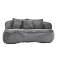 thumbnail image 2 of MOONMISS Corduroy Upholstered Durable Comfort Lounger Bean Bag Lazy Sofa with 3 Pillows-Dark Gray, 2 of 5