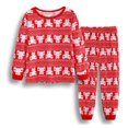 thumbnail image 1 of Conjunto de pijama de algodón con estampado de dibujos animados para niño y niña, traje de primavera y otoño para el hogar, pantalones de manga larga para Navidad, 1 of 4
