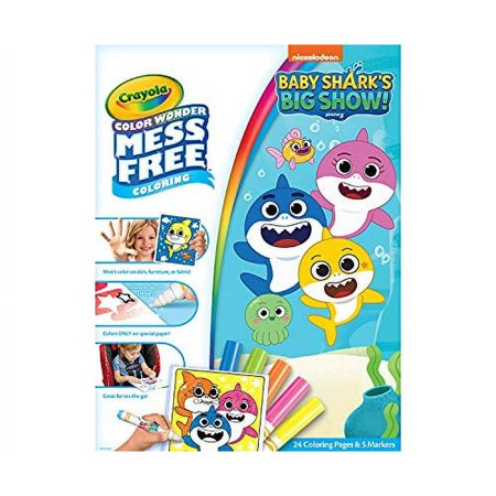 UPC: 0071662027902 | Crayola Baby Shark Color Wonder Set  24 Mess Free Coloring Pages & 5 Markers  Gift for Kids  Age 3  4  5  6