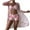 Pink, variant on Lolmot Women Sexy 3 Piece Bikini Set Swimsuit Printed Push Up Swimwear Beach Cardigan Wear Bathing Suit