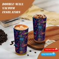 thumbnail image 4 of Stainless Steel Coffee Cup 7.7×2.6×3.5in Tapered Design Nylon Woven Wrist Strap Portable Durable Cup Bottom With Non-Slip Sticker Neon Party Axolotls - 80s Synthwave, 4 of 8