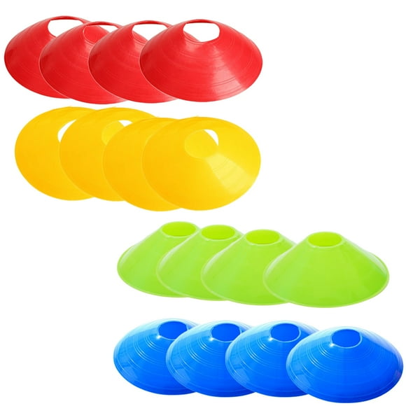 16 piezas Bandeja de entrenamiento de fútbol Placa de plato Plato de cono Obstáculo Bandeja de entrenamiento de fútbol (4 x Rojo + 4 x Azul + 4 x Verde + 4 x Amarillo)