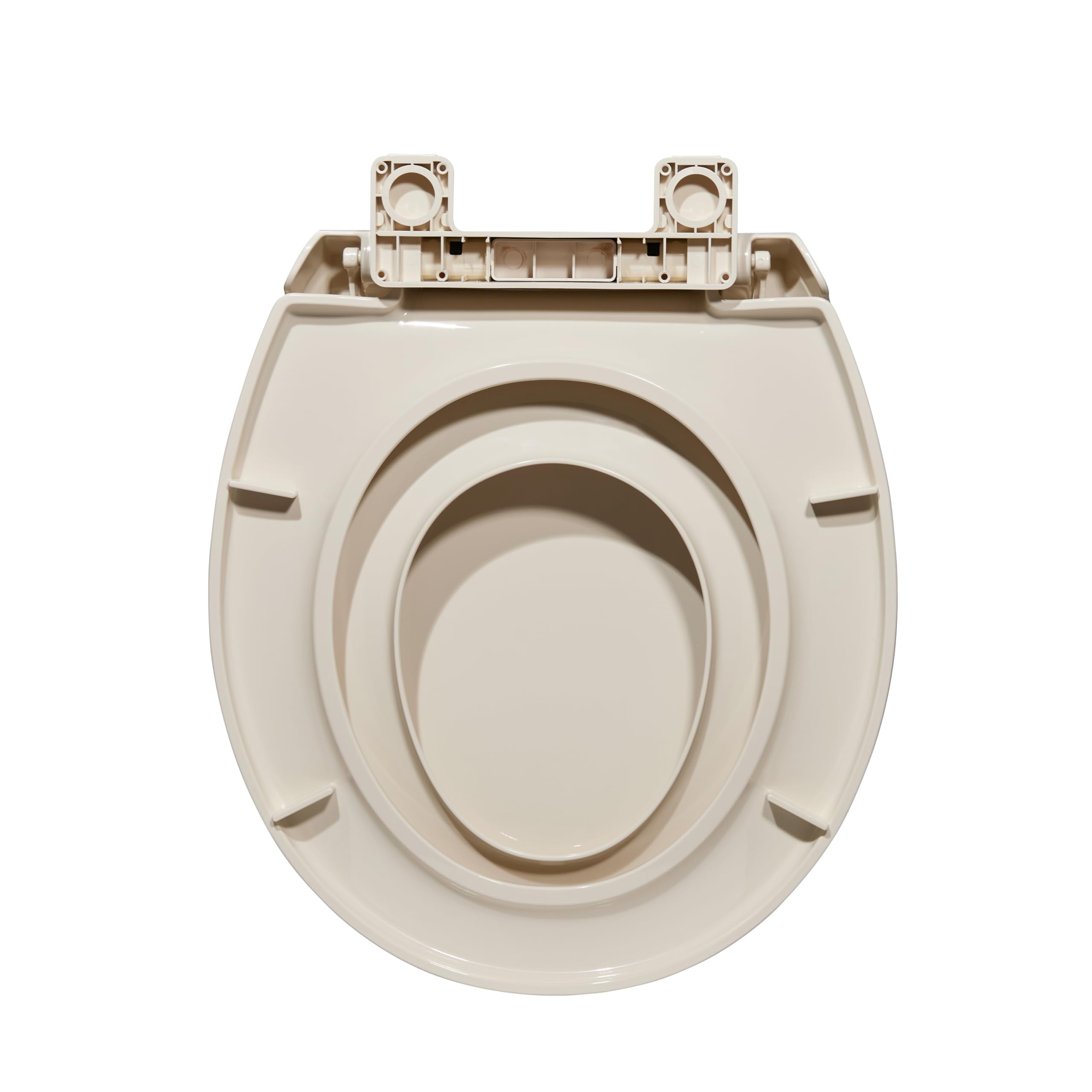 Round Commercial Toilet Seat with Built-In Toddler Potty Training, Soft Slow Close, Magnetic Child Seat, Non-Slip, Easy Install & Clean, Almond, Fits Adults & Youths, For Family & Business Restrooms