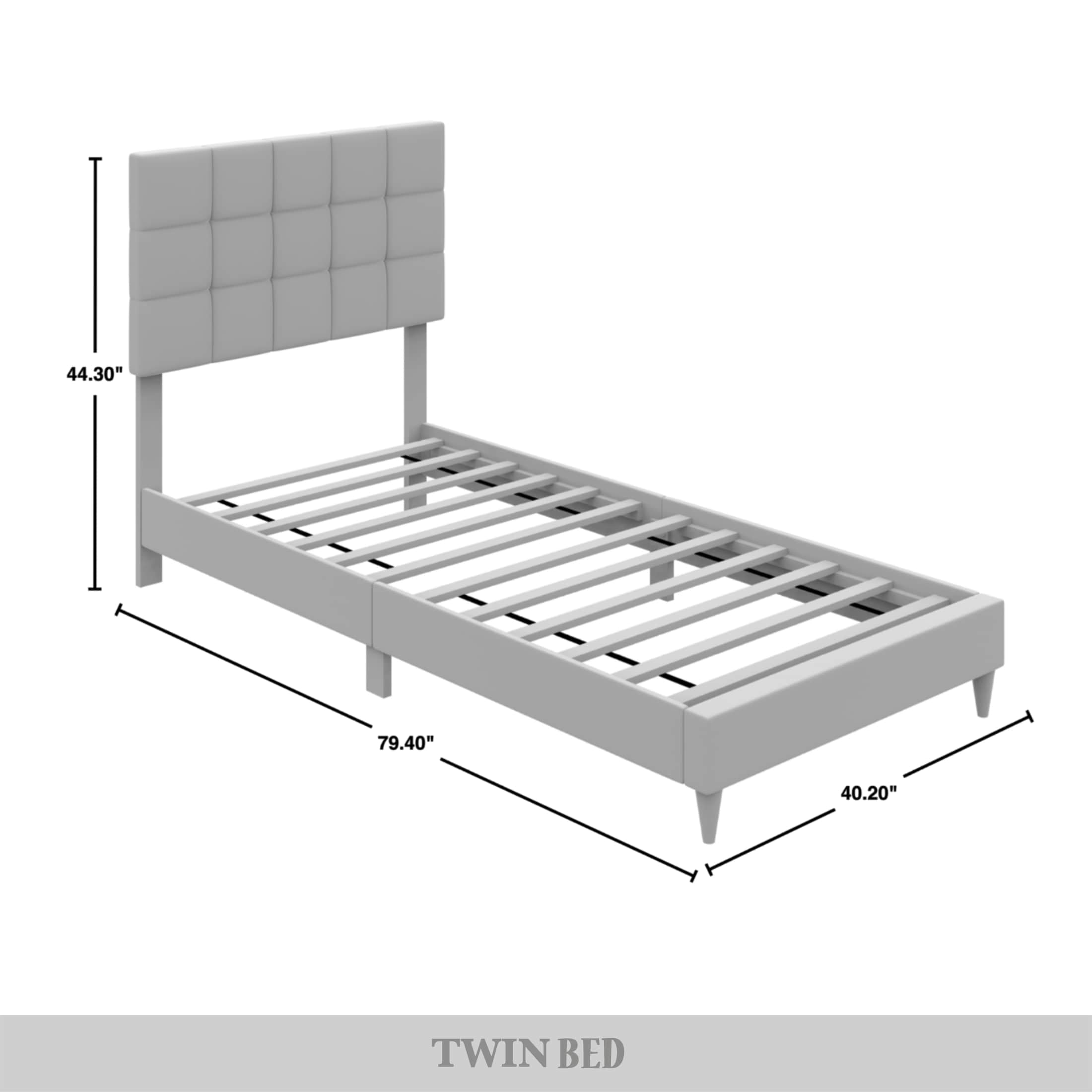 Castle Place Classic Linen Upholstered Twin Platform Bed, Black