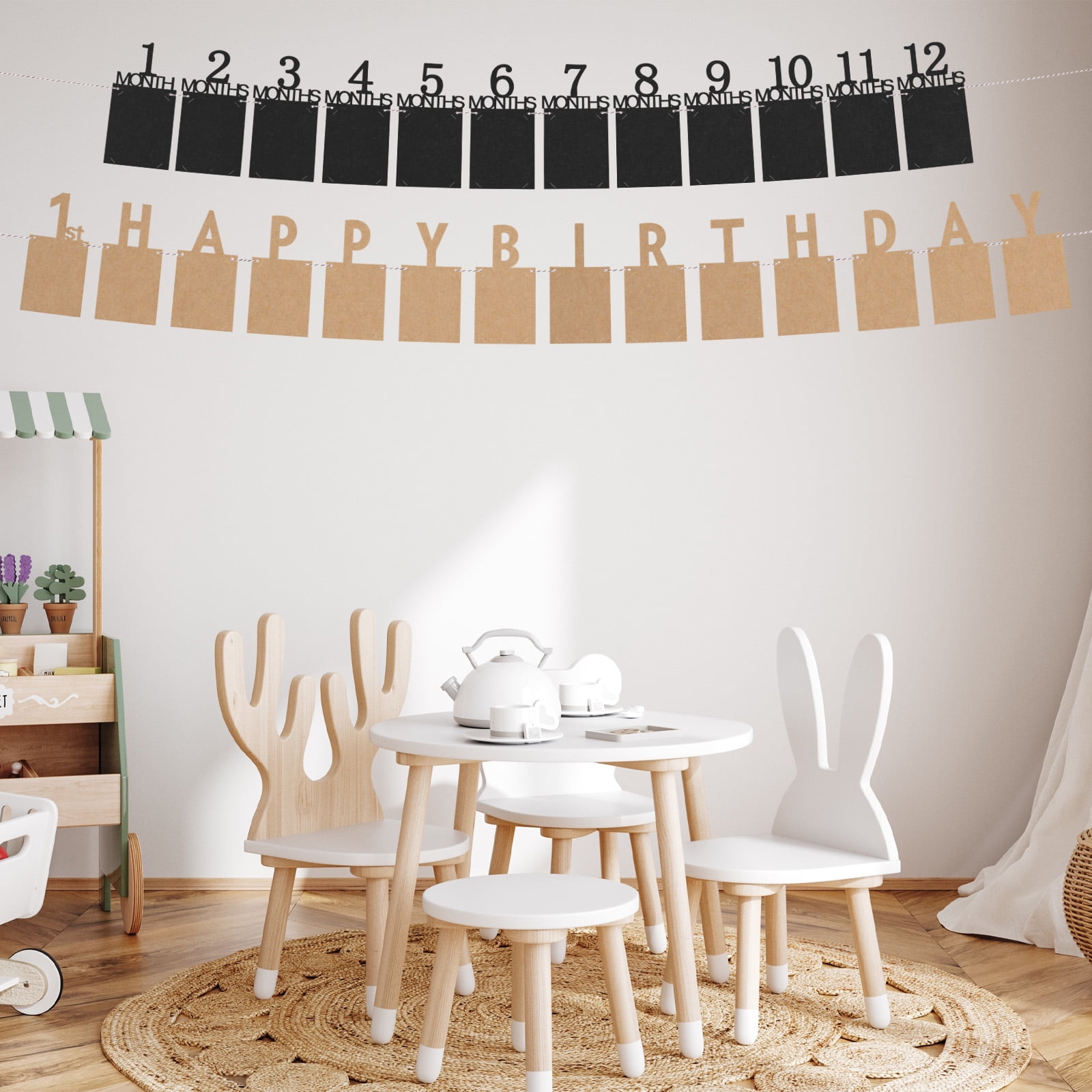 Unique Bargains 1st Birthday Photo Banner 1 To 12 Months Party Supplies Silver