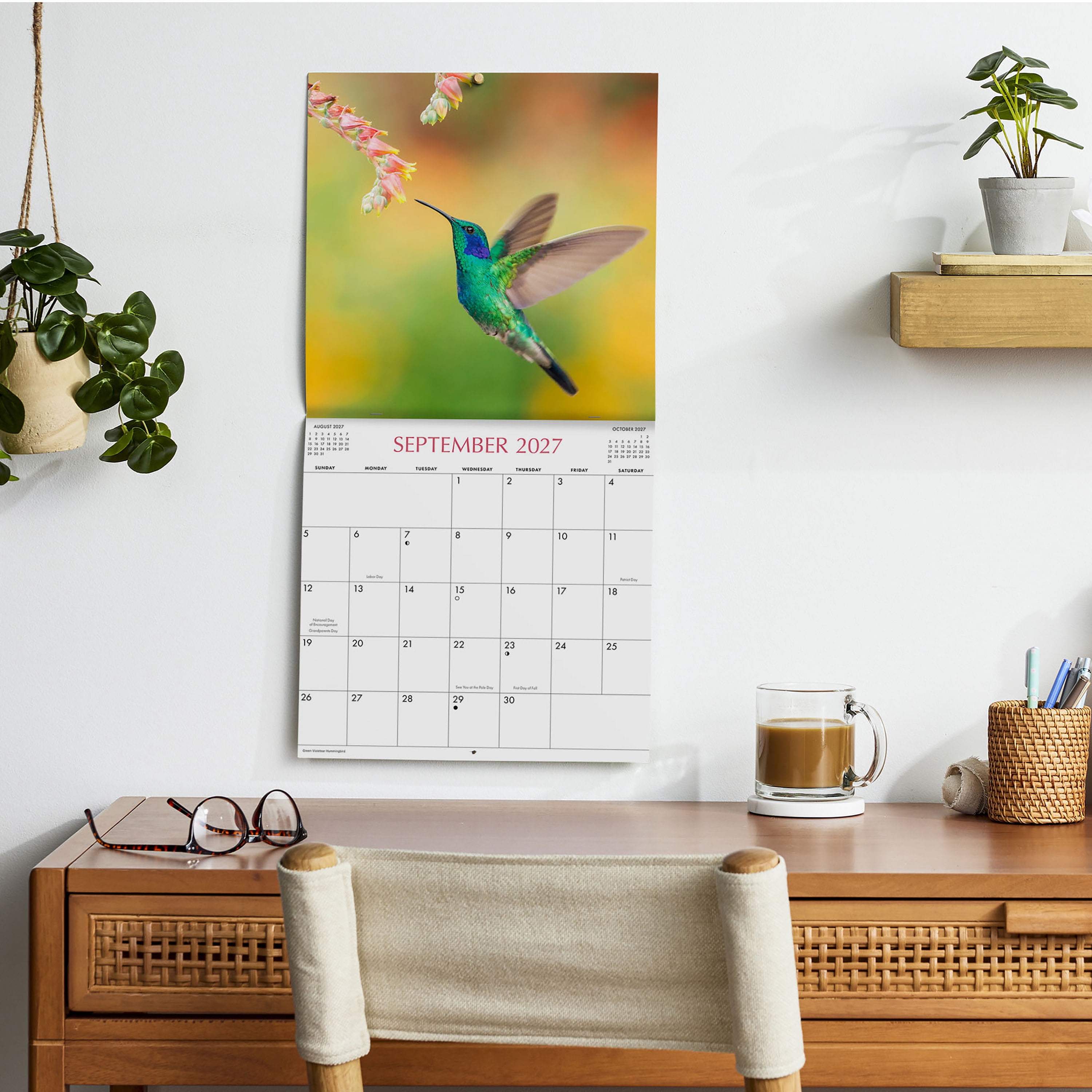 2027 Hummingbirds Hanging Wall Calendar 12x12 January-December Gridded