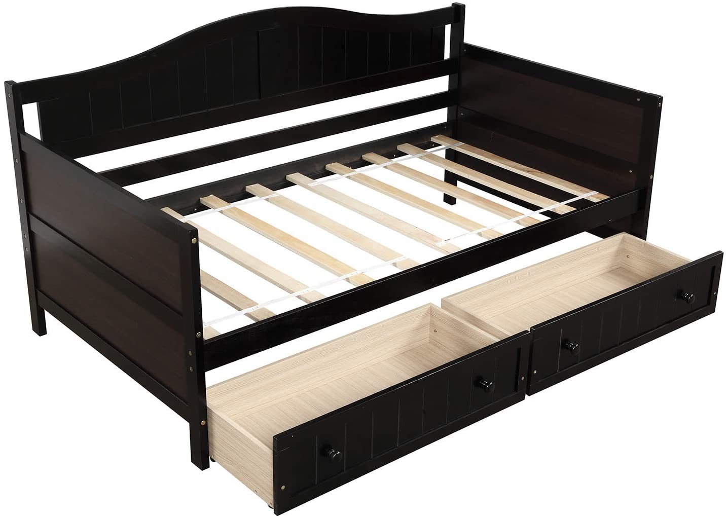 Details about / Twin Size Daybed Bed Frame Wooden Sofa Bed Platform with Storage Drawers