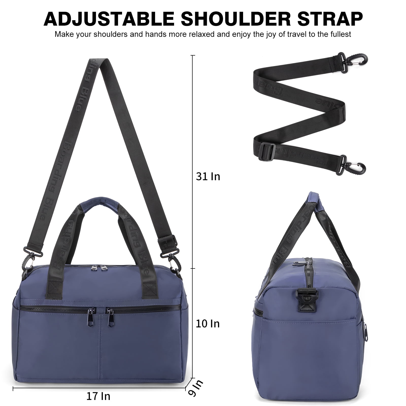 For United Airline 17x10x9 Inches Personal Item Underseat Travel duffle bag, ports Tote Gym Bag,Shoulder Weekender Overnight Bag (Navy)