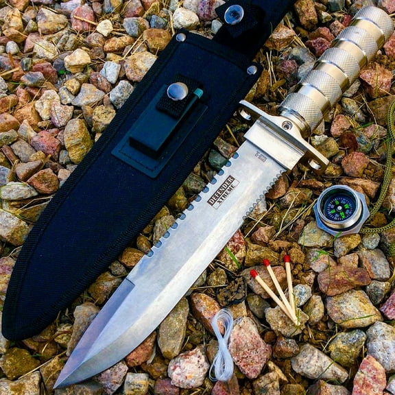 14" Carbon Steel Survival Knife Heavy Duty Fire Starter