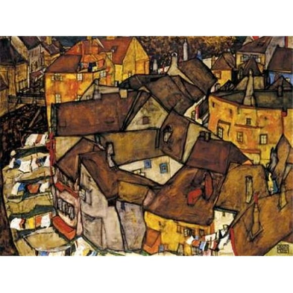 Selected Artworks PDX3SC1580SMALL Croissant de Maisons la Petite Ville V Affiche Imprimée par Egon Schiele&44; 11 x 14 - Petit