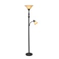thumbnail image 2 of Lalia Home LHF-3003-RA Torchiere Floor Lamp with Reading Light & Marble Glass Shades, Restoration Bronze & Amber, 2 of 6