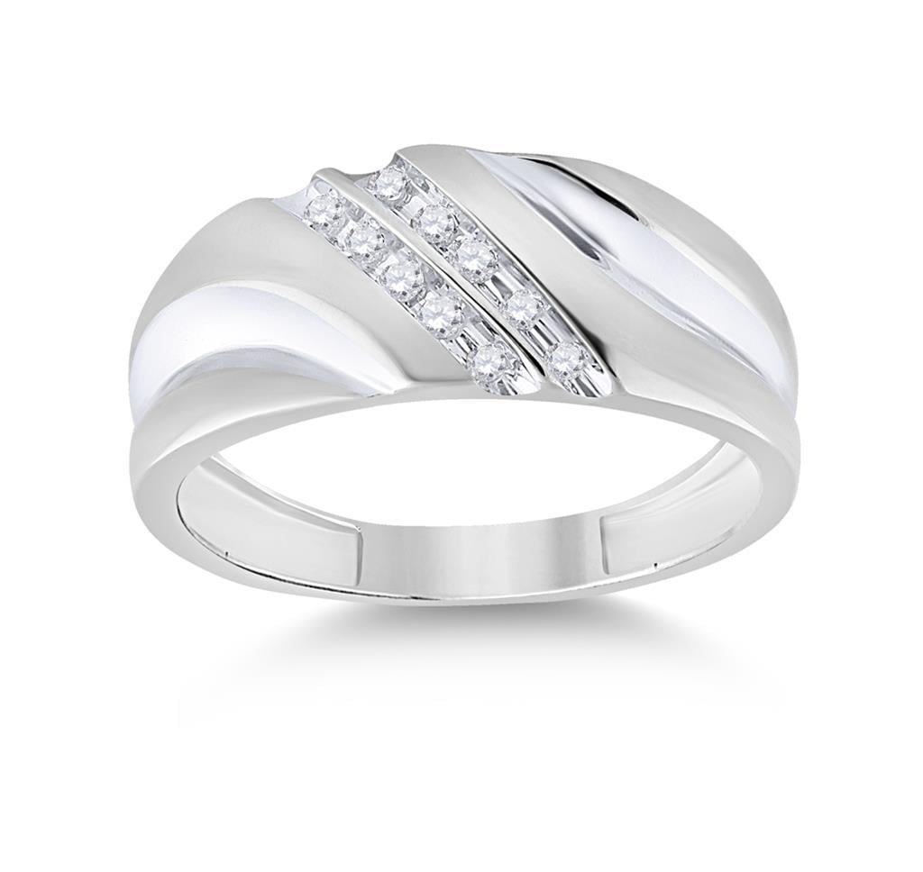 Diamond Wedding Band in Sterling Silver Size-9.5 G-H,I2-I3 1/8 cttw,