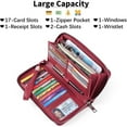 thumbnail image 3 of FashionMio Large Capacity RFID Blocking Wallet by Women's, Zip Clutch, Liquor, 2 Pack, 3 of 7