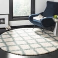 thumbnail image 3 of SAFAVIEH Dallas Jerrie Geometric Shag Area Rug, Ivory/Seafoam, 6' x 6' Round, 3 of 10