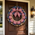 thumbnail image 6 of Patriotic Flag Wreath, Flag Inspired Red White Blue Wreath for Independence Day Memorial Day Decor, Outdoor Indoor Fourth of July Porch Wall Hanging Decoration, 6 of 7