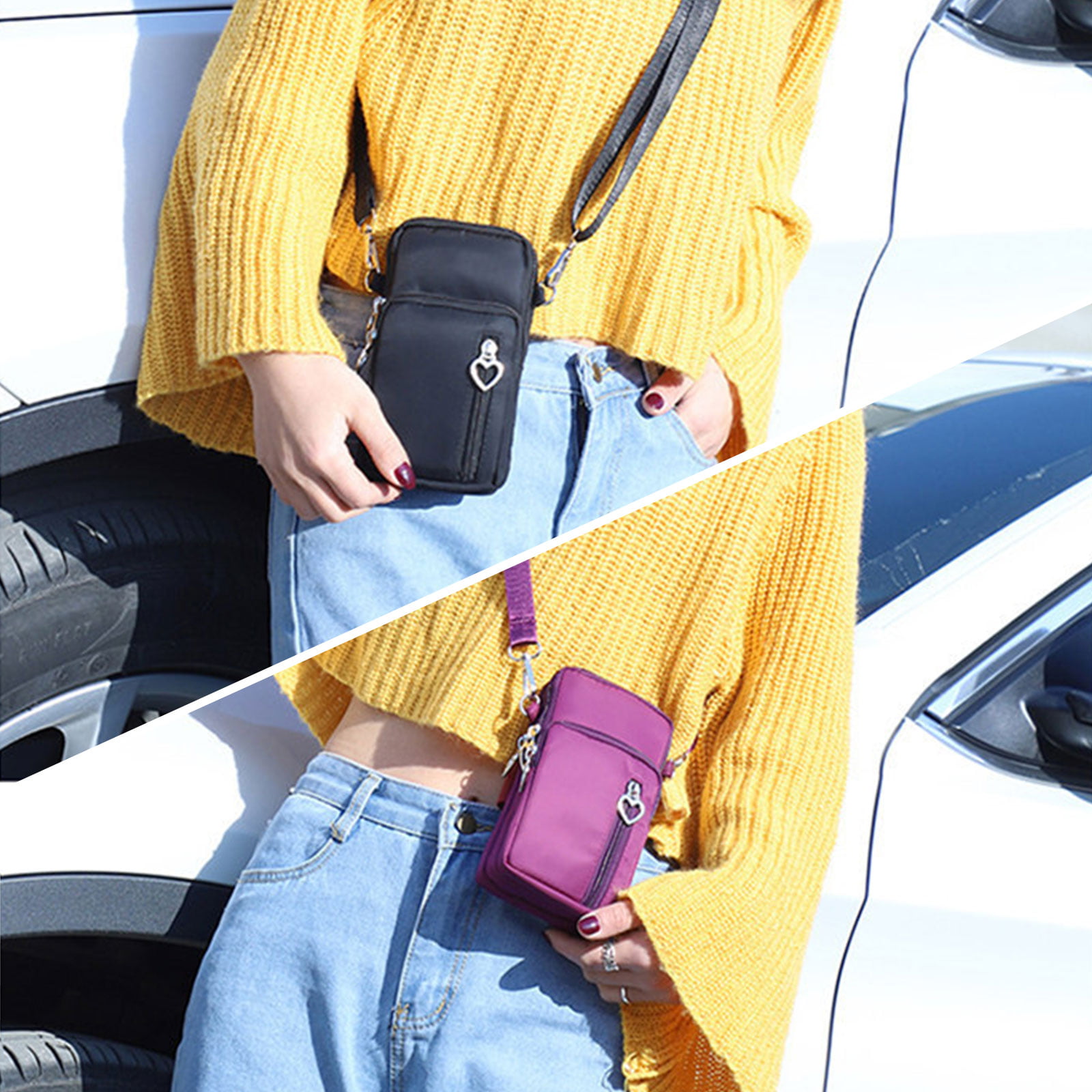 Xdodnev Women Crossbody Mobile Phone Shoulder Bag Pouch Case Belt Handbag Purse Wallet