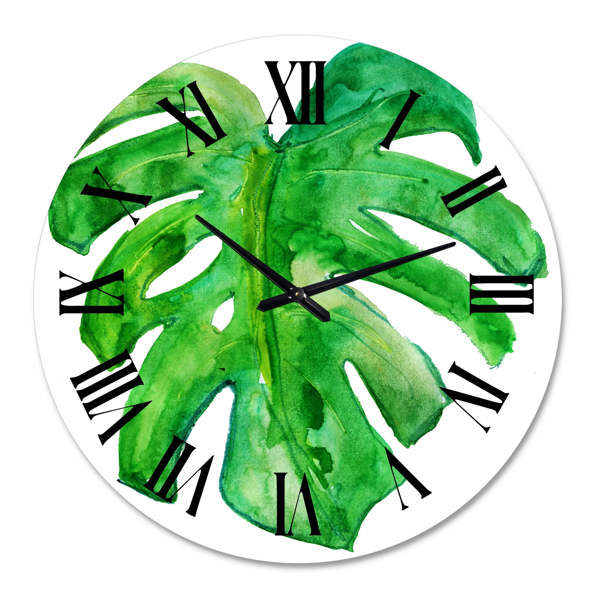 Designart 'Tropical Leaf Of Monstera I' Farmhouse Wall Clock