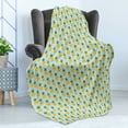 thumbnail image 4 of Pineapple Soft Flannel Fleece Throw Blanket, Tropical Exotic Fruit Illustrated Pattern on Stripes, Cozy Plush for Indoor and Outdoor Use, 60" x 80", Earth Yellow Teal, by Ambesonne, 4 of 5