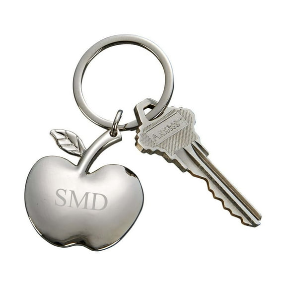 Contemporary Home Living 3" Bright Apple Silver Nickel-Plated Key Chain With Ring
