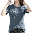 thumbnail image 3 of Womens Summer Tops Cute Shirts for Women Trendy T Shirts Women Long Athletic Top Short Sleeve Tees for V Neck Shirt Dressy Womens Long Sleeve T Thick Sleeved Striped on Clearance Blue L, 3 of 7