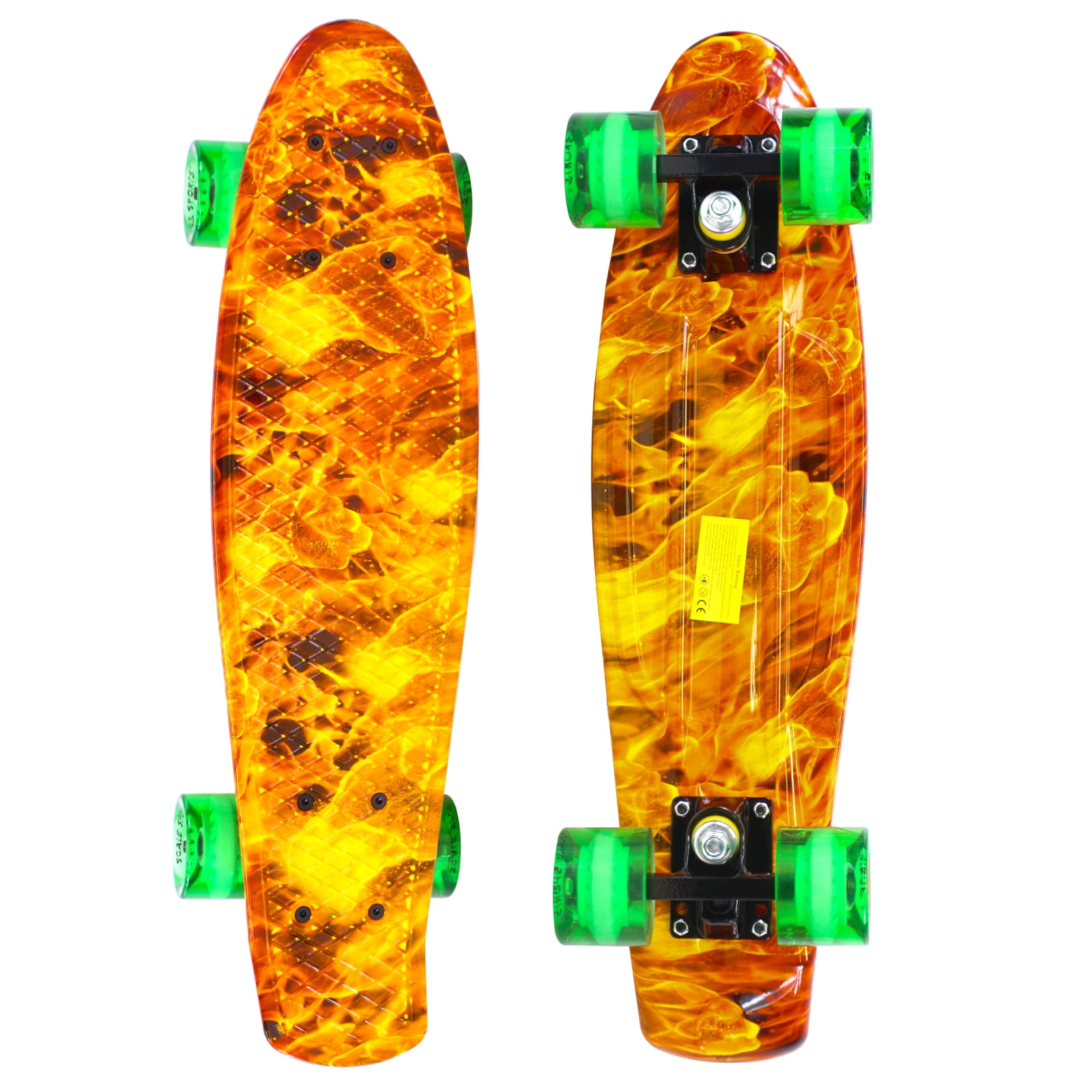 27 Skateboard Complete Street Retro Cruiser Fire Fist Print Deck