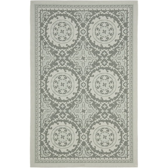 Safavieh Courtyard Abel Geometric Indoor/Outdoor Area Rug, Light Gray/Anthracite, 5'3" x 7'7"