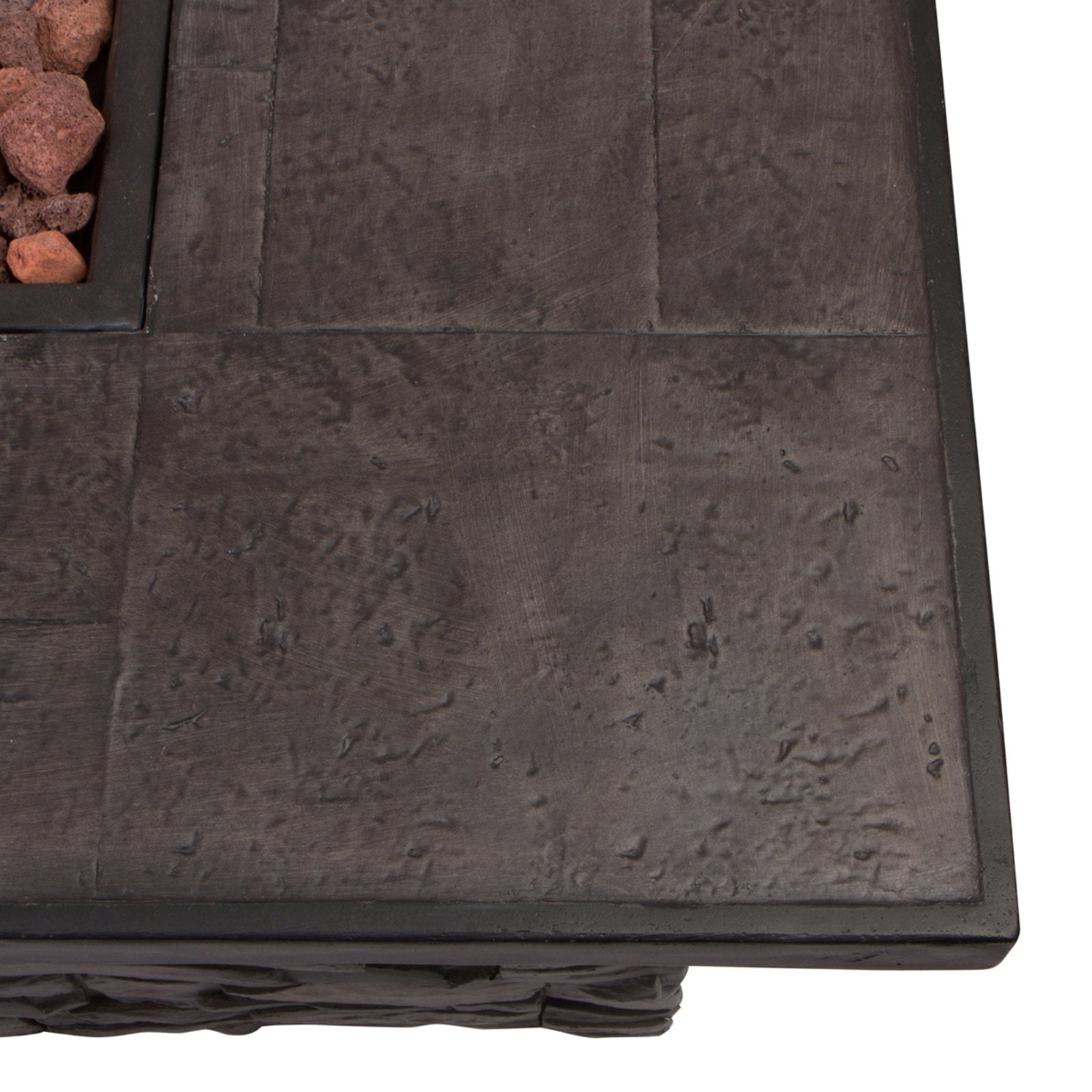 Shine Company 60" Rectangular Propane Gas Fire Pit Table with Lava Rocks in Gray