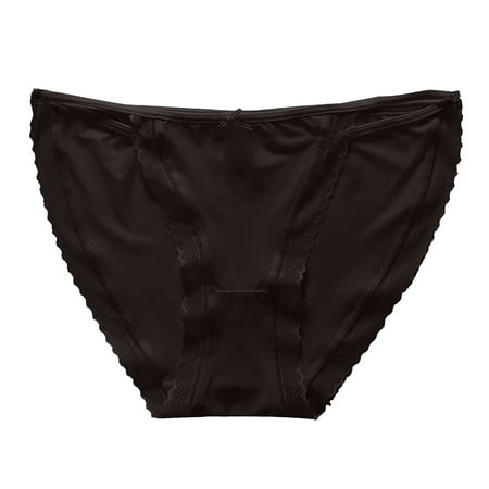TIHLMK Panties for Women Women Underwear Seamless Weight Women s Traceless Ultra Thin Ice Silk Briefs Lace Edge Breathable Briefs Gifts for Women Black Underwear