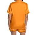 thumbnail image 4 of Likimi Halloween Pajamas For Women Set Lapel Button Down Hallowmas Graphic Print Short Sleeve Pjs Tops With Shorts Everyday Wear Soft Comfort Sleepwear Orange3 Size S, 4 of 8