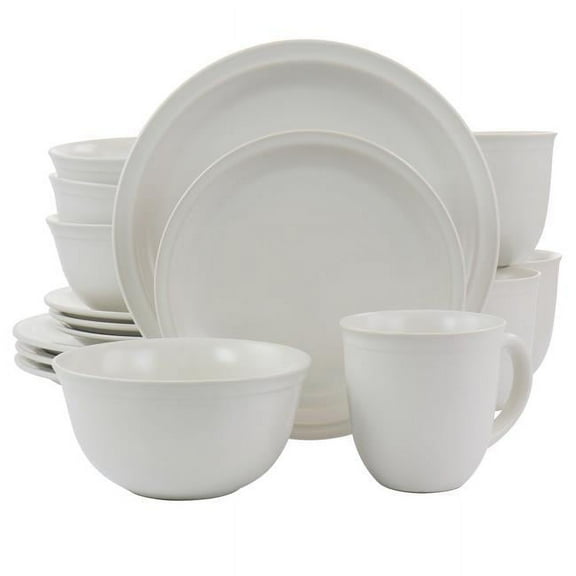 Siam Stoneware Dinnerware Set, White - 16 Piece