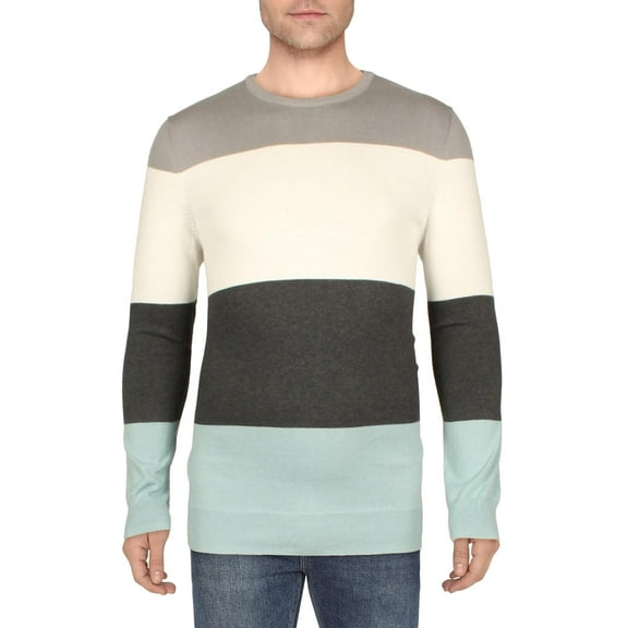 Club Room Mens Thierry Cotton Colorblock Crewneck Sweater