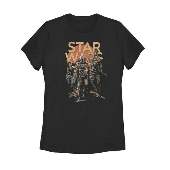 Women's Star Wars: The Mandalorian Character Entourage Graphic Tee Black Small