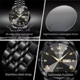 thumbnail image 5 of OLEVS Mens Black Watch For Men With Big Black Dial Business Luxury Mens Watches Date display Watch Black Stainless Steel Watch Men Luminous Quartz Watches With Waterproof Roman Numerals Men WristWatch, 5 of 6