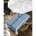 thumbnail image 3 of Outdoor Tablecloth with Umbrella Hole, Blue Ombre Stripe Spillproof Waterproof Outdoor Table Cover, Farmhouse Striped Gradient Patio Tablecloths for Party Picnic Camping, Rectangle 52"x70", 3 of 9