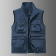 thumbnail image 2 of Riecok Cargo Vest for Men Stand up Collar Sleeveless Jackets Zip up Coats with Pockets Casual Athletic Outerwear, 2 of 4