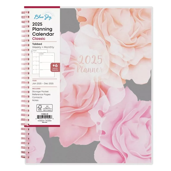 2025 Joselyn Floral Planner 8.5 X 11 Monthly Weekly Daily Organizer Calendar