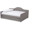 thumbnail image 1 of Allora Contemporary Fabric Tufted Queen Daybed with Trundle in Gray, 1 of 10