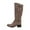 Beige, variant on Fesfesfes Cowboy Boots For Women Winter With Belt Buckle Round Toe Low Heel Side Zipper Warm High US:9.5(43)