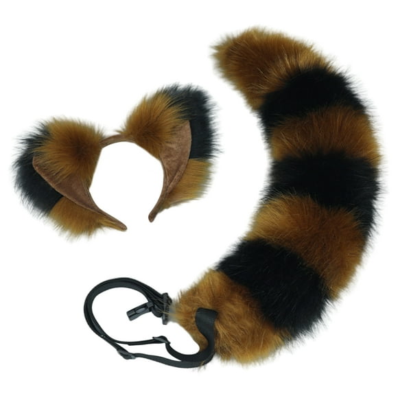 SUNSIOM Halloween Fox Costume Accessories Animal Fox Ears Headband and Tail Set Cat Wolf Cosplay Props for Adults