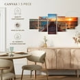 thumbnail image 4 of Elephant Stock Sunset Over Sea Dock Wall Art - Horizontal Multi Panel Canvas - Living Room Wall Decor - Nautical Multi Panel - Brown And Orange Decor - 42" x 19", 4 of 4