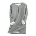 thumbnail image 3 of CFLVAEK Sherpa Sweatshirts for Women Thick Half Zip Long Sweatshirt Cozy Fleece Lined Long Sleeve Pullovers Solid Color Warm Winter Tops Gray XL, 3 of 9