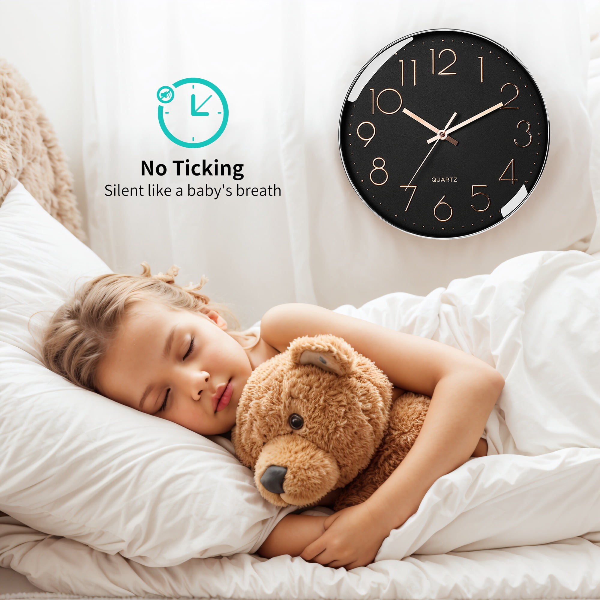 Unique Bargains Non-Ticking Modern Battery Operated Wall Clock Grey
