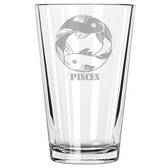 Zodiac Sign 16 oz beer glass Pisces