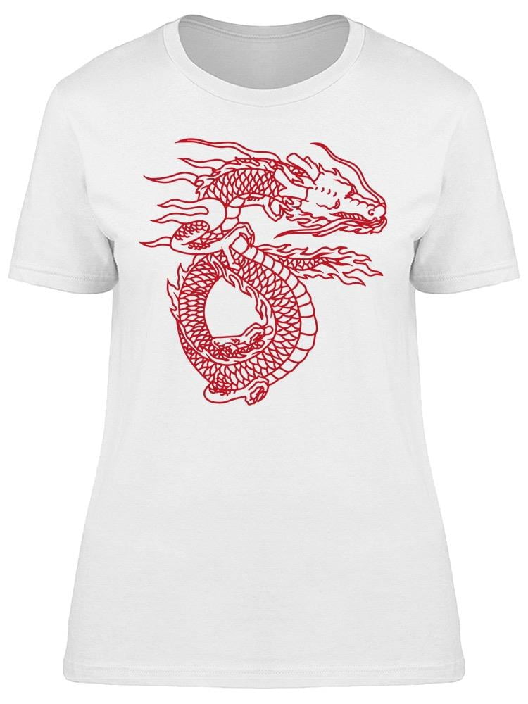 Smartprints Cool Red Dragon Women's T-Shirt, Size: 2XL, White